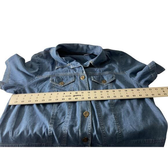Sag Harbor Jacket Womens 18W Blue Denim Short Sleeve Button Front Jean - Picture 5 of 6